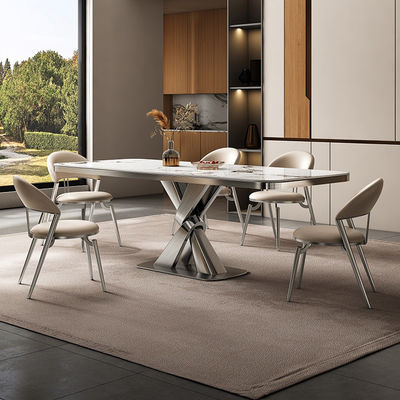 주문 고급 스테인리스 스틸 대리석 사각형 식탁 길이 1.8M online manufacture