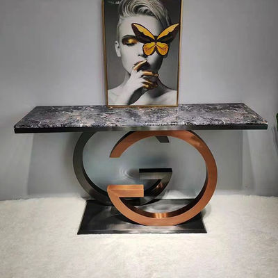 주문 반짝이는 강철 프레임 입구 콘솔 테이블 직사각형 높이 78cm online manufacture